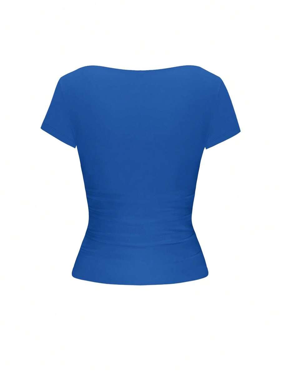 SHEIN NIEBIESKA BLUZKA KRÓTKI RĘKAW S06__L