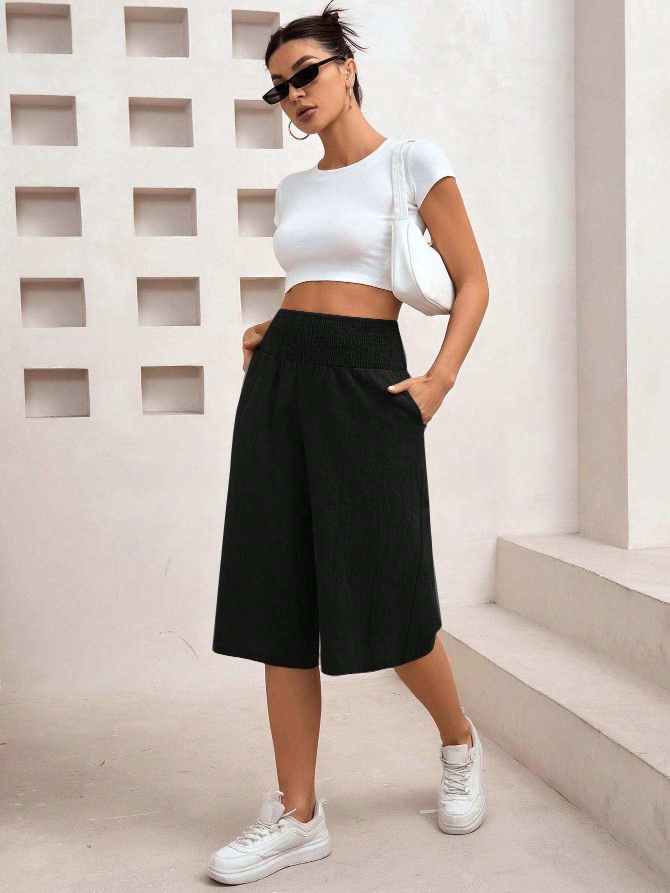 SHEIN CZARNE SPODENKI WYSOKI STAN S06__XS