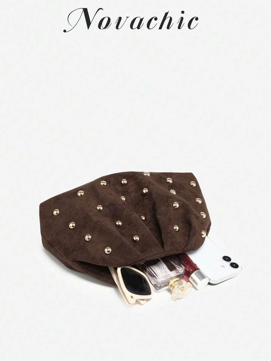 SHEIN BRĄZOWA TOREBKA ZDOBIENIA S07__18X31CM