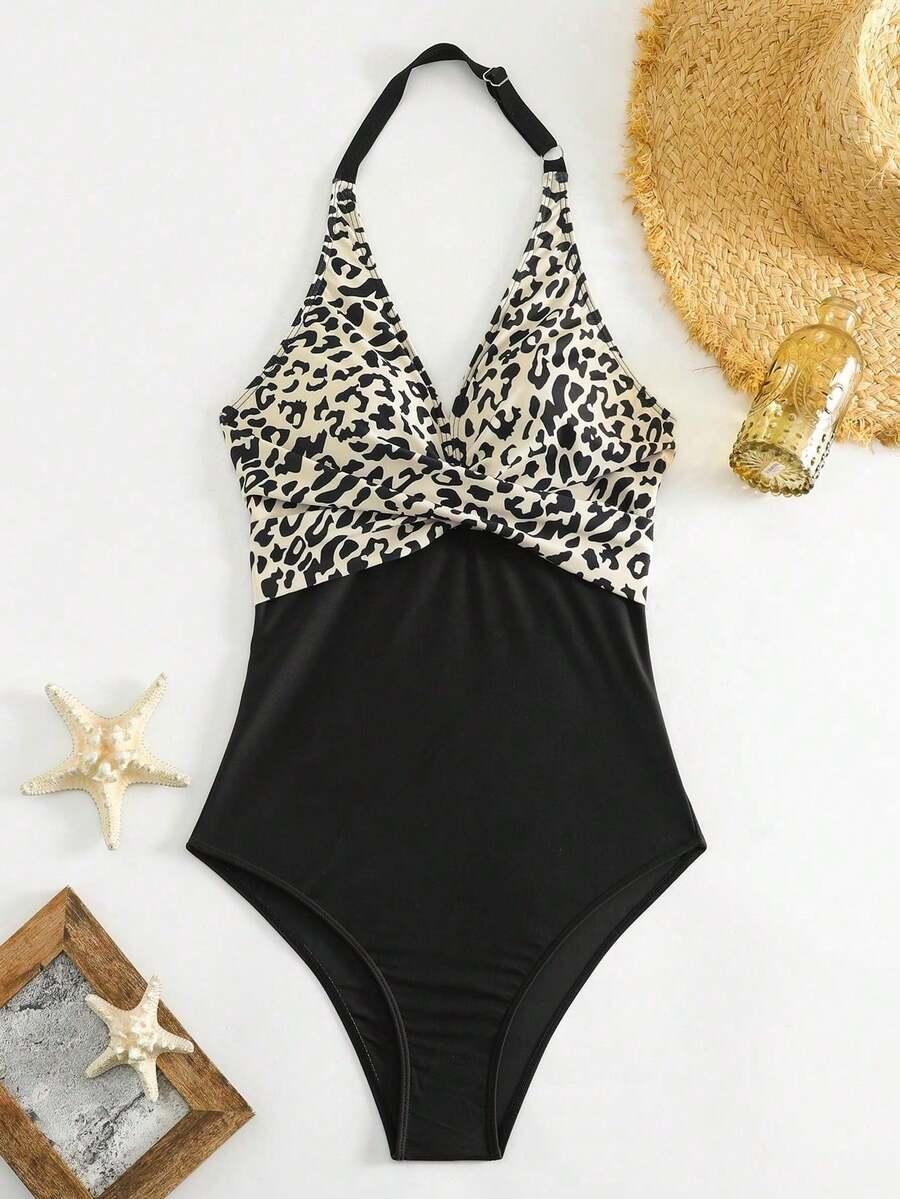 SHEIN JEDNOCZĘŚCIOWY STRÓJ KĄPIELOWY ANIMAL PRINT S09__L