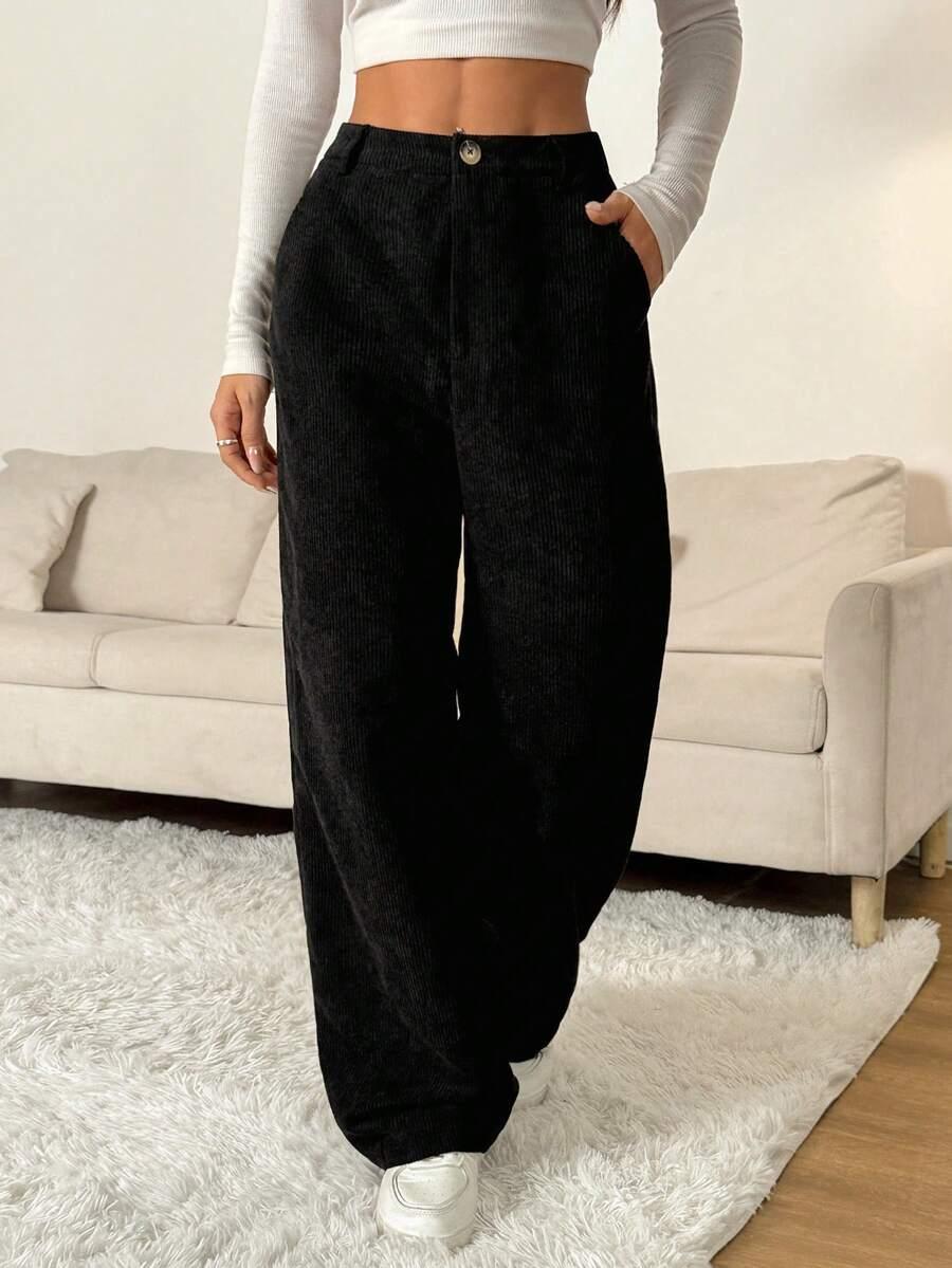 SHEIN CZARNE SPODNIE WYSOKI STAN S06__S