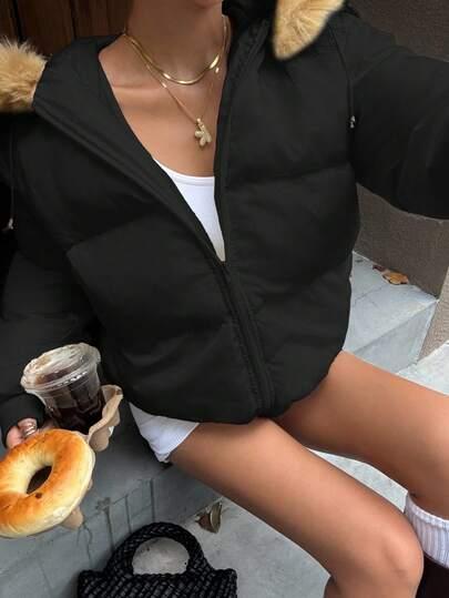 SHEIN CZARNA KURTKA KAPTUR W01__L