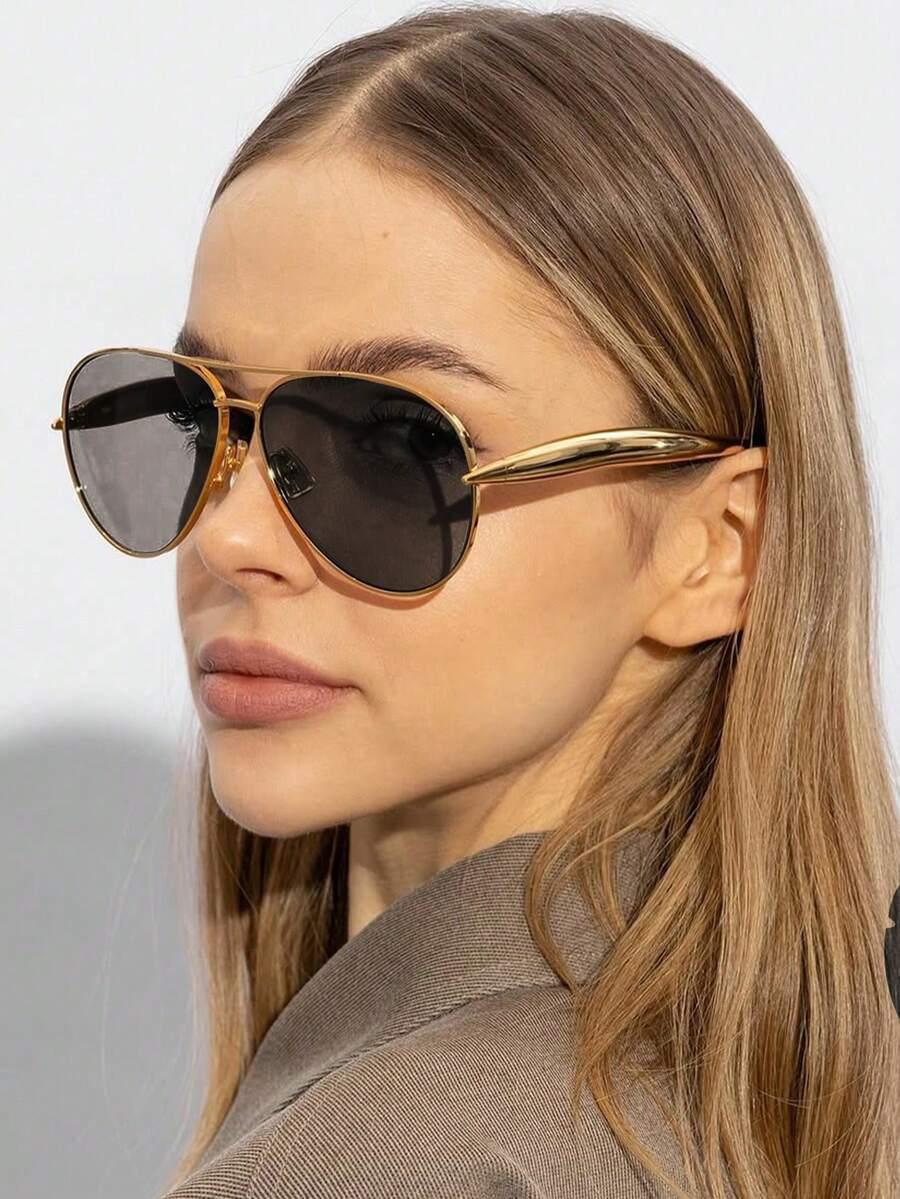 SHEIN OKULARY PRZECIWSŁONECZNE ZŁOTE OPRAWKI S07