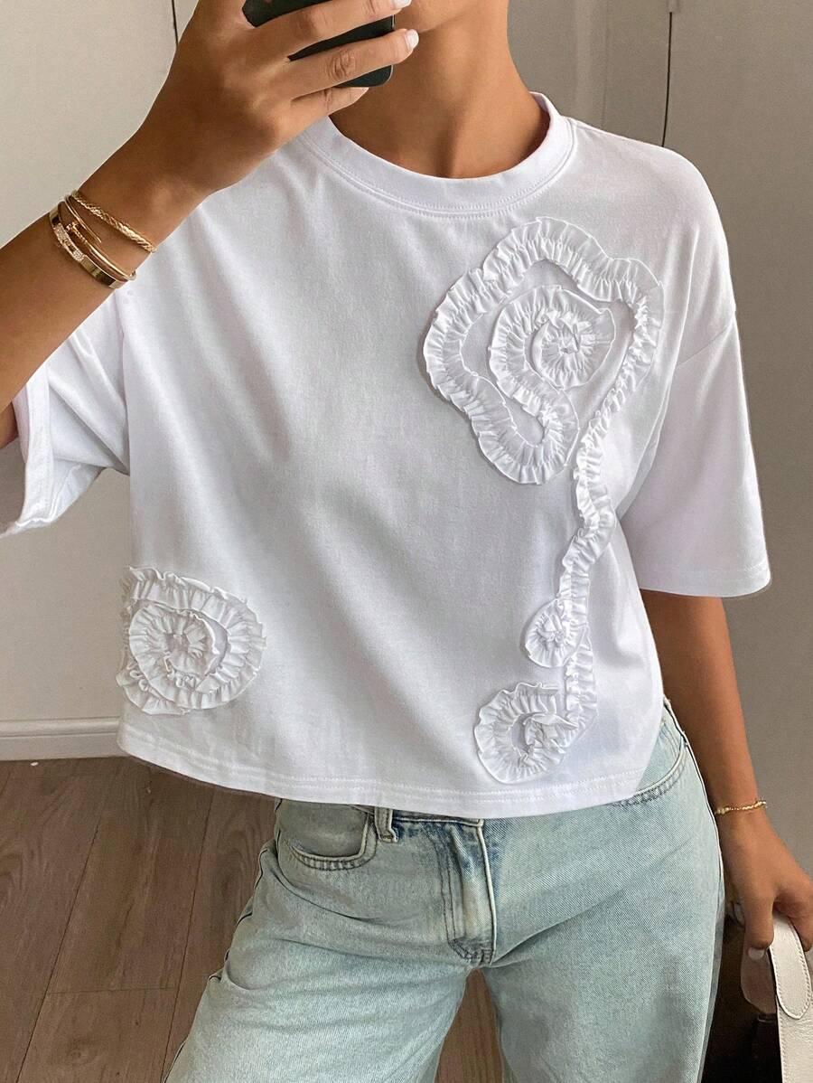 SHEIN BIAŁA BLUZKA ZDOBIENIE S06__XS