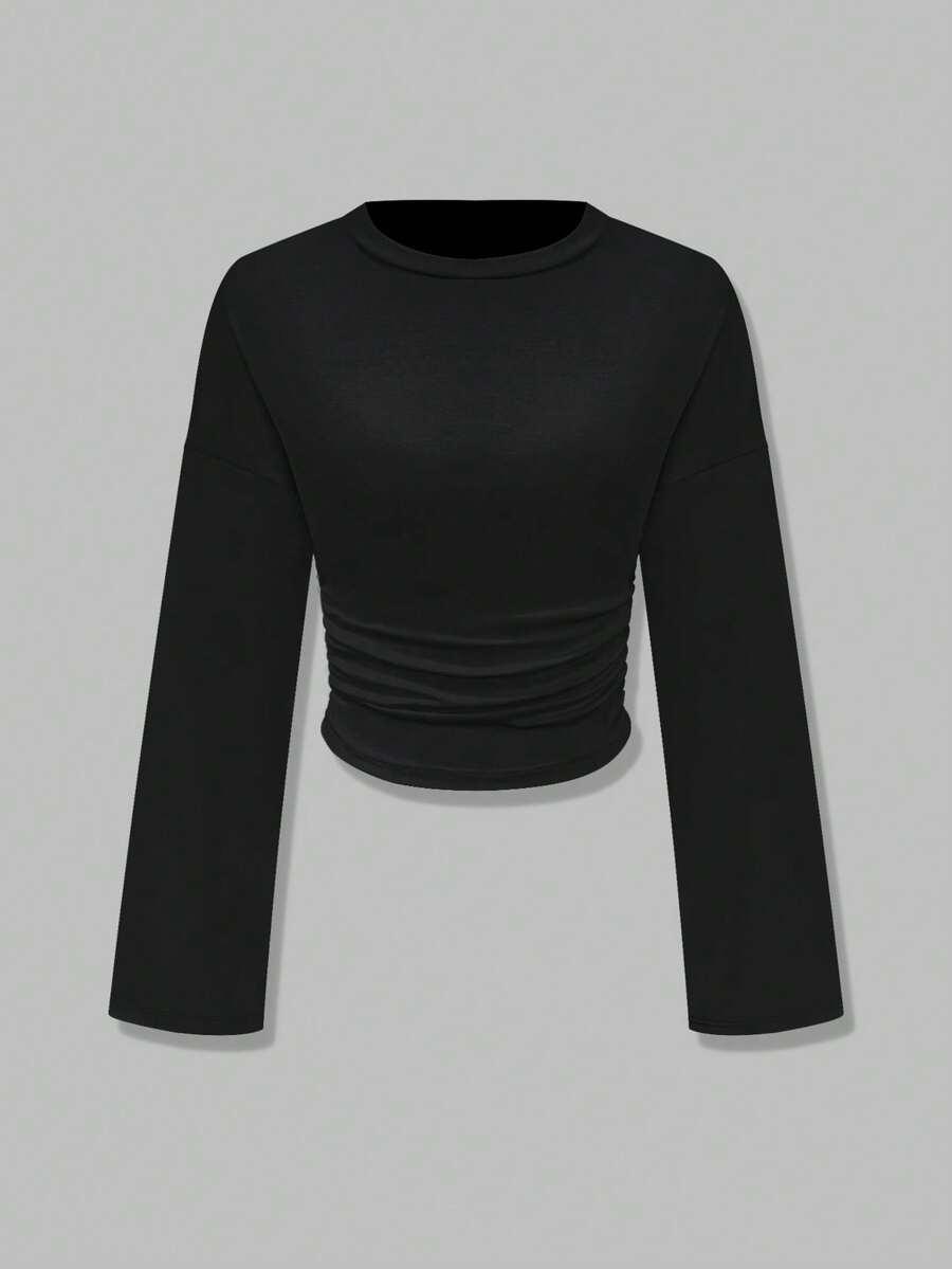 SHEIN CZARNA BLUZKA MARSZCZENIE S06__S