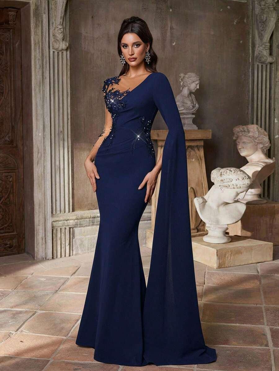 AUREIA GRANATOWA MAXI SUKIENKA S06__M