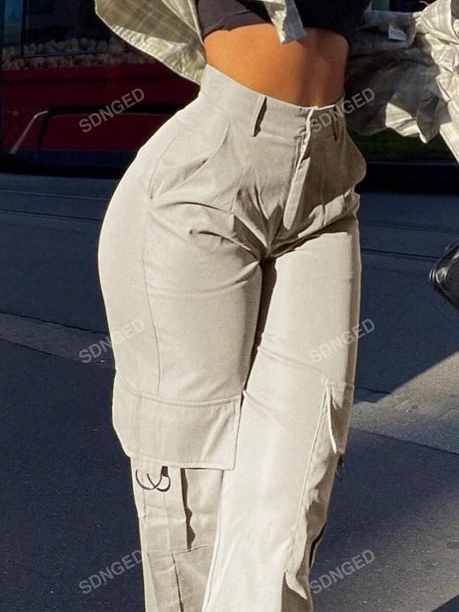 SHEIN BEŻOWE SPODNIE KIESZENIE S06__XS