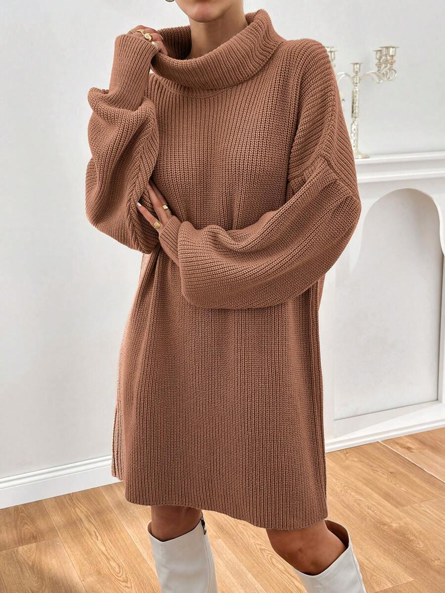 SHEIN DZIANINOWA ZIELONA SUKIENKA GOLF PK01__L
