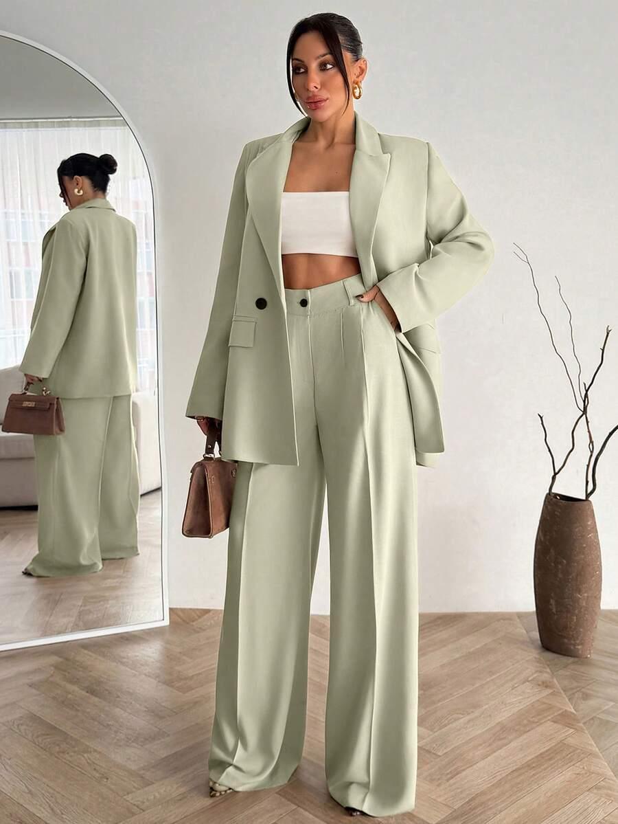 FIREND FASHION ZIELONY KOMPLET MARYNARKA SPODNIE S06__L