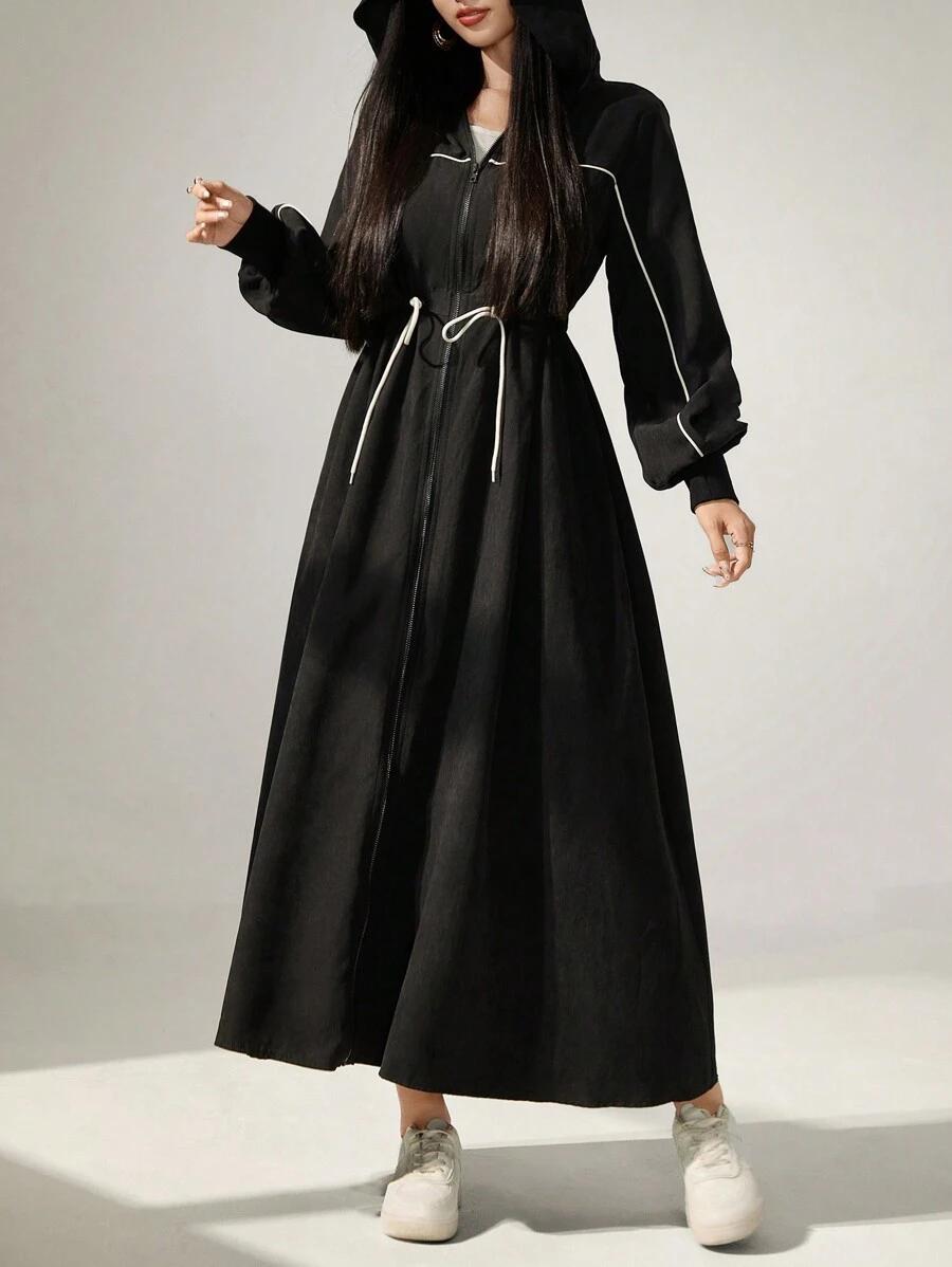 SHEIN CZARNA KURTKA KAPTUR S06__L