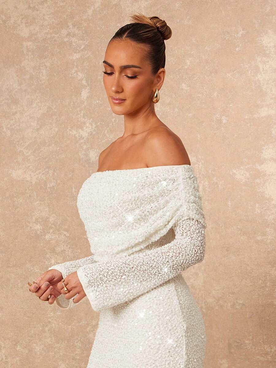 SHEIN KREMOWA MAXI SUKIENKA S06__XS
