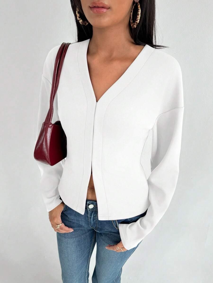 SHEIN BIAŁA BLUZKA DŁUGI RĘKAW S06__S