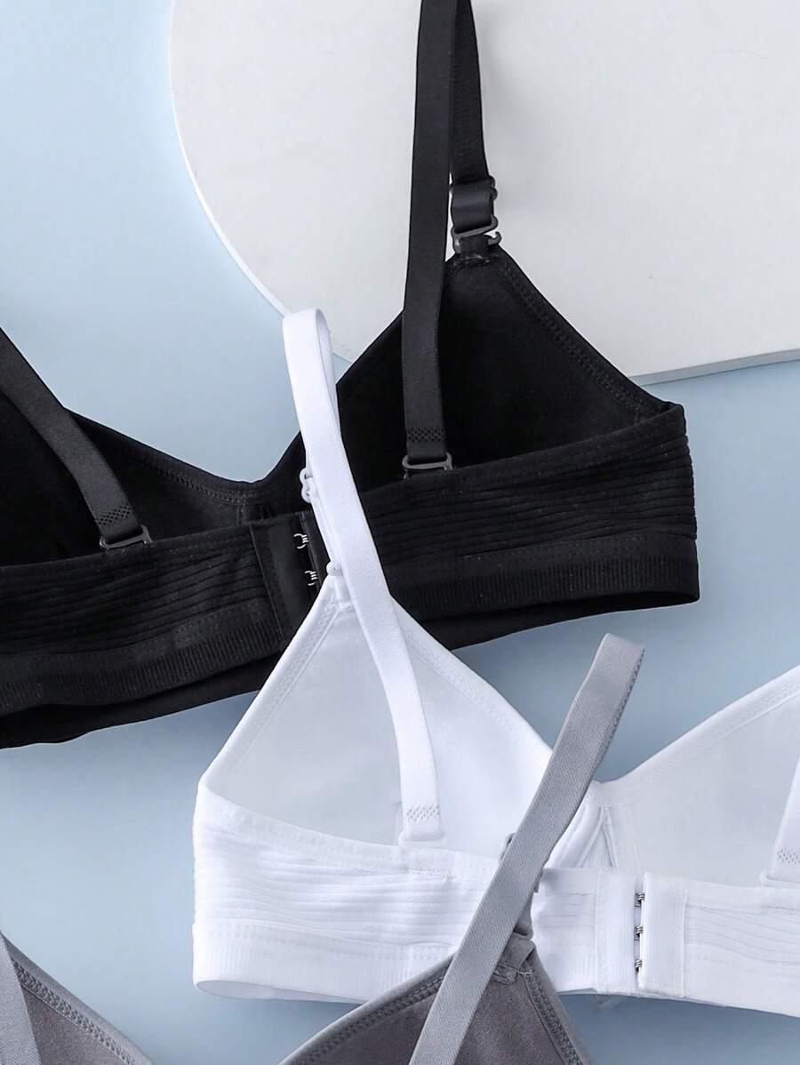 SHEIN MIĘKKI BIAŁY BIUSTONOSZ PRĄŻKI PK01__152-158