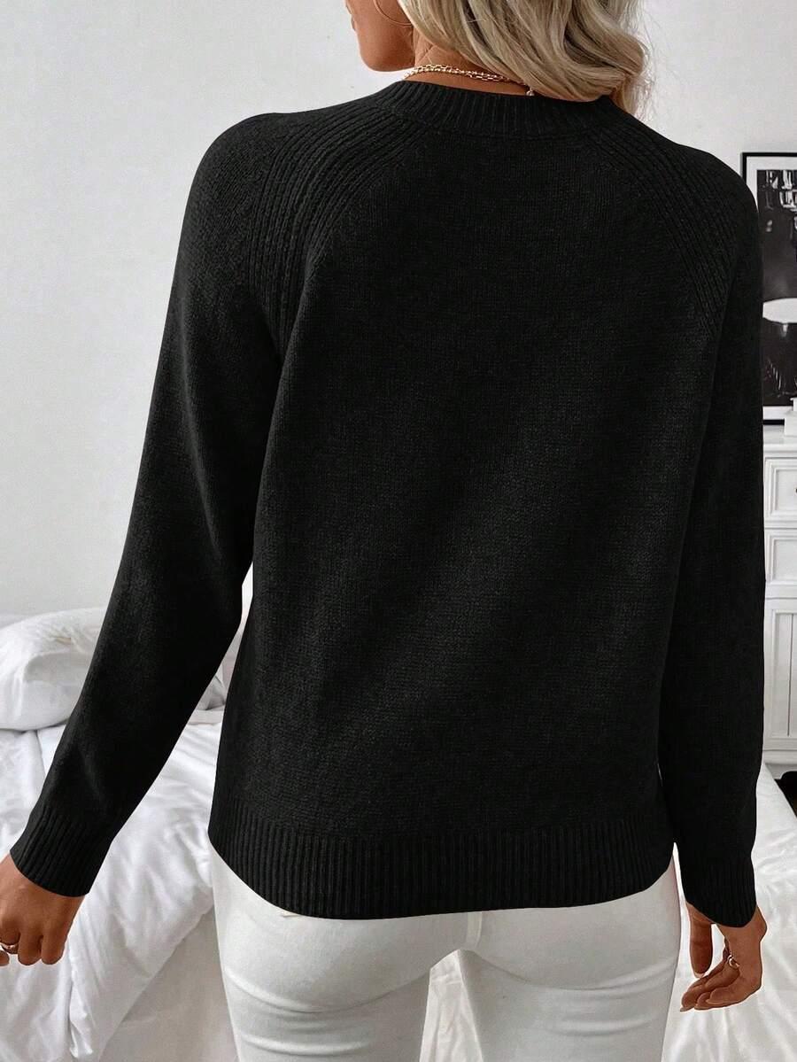 SHEIN CZARNY SWETER DŁUGI RĘKAW S06__S