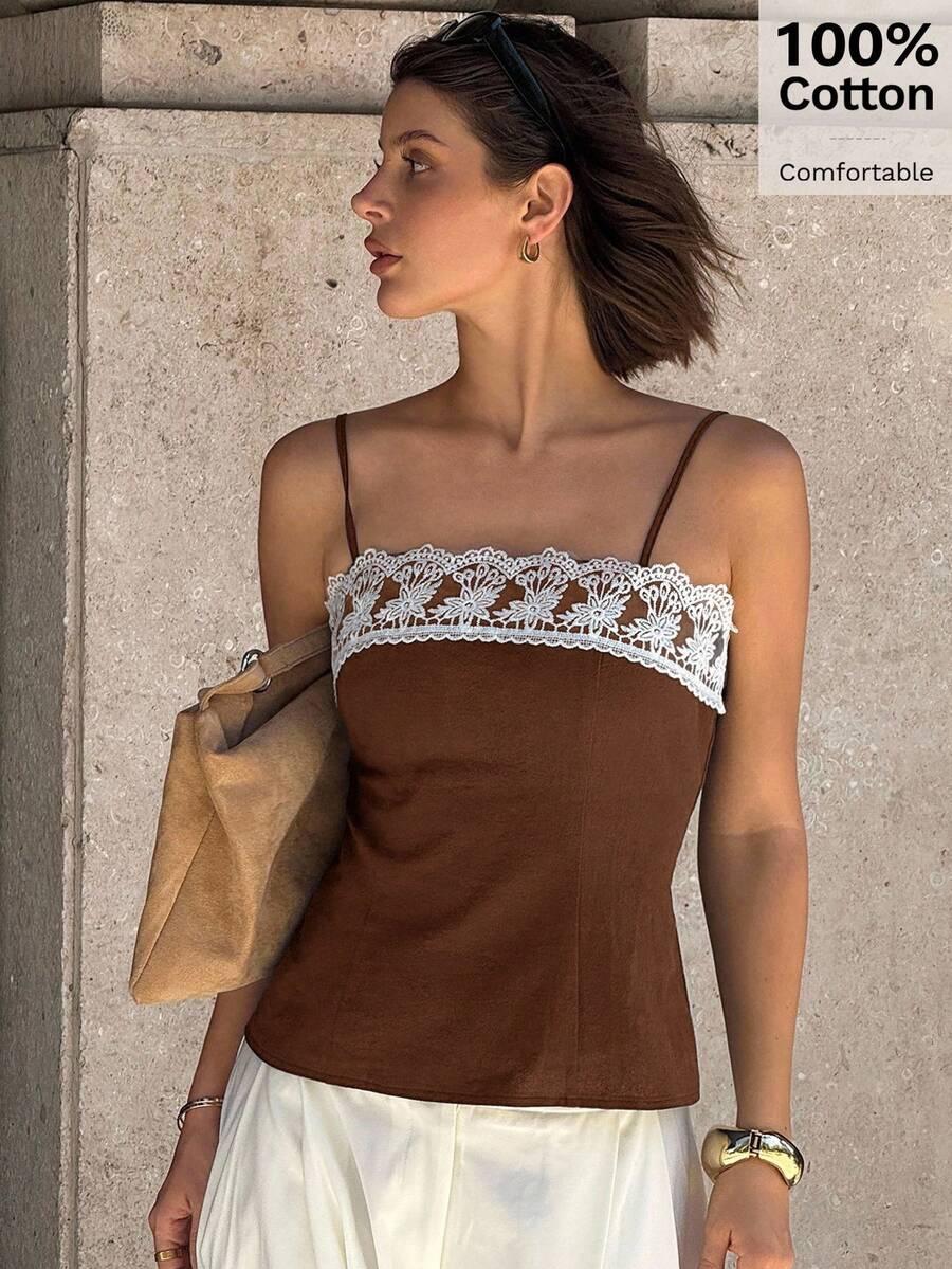 SIREN GAZE BRĄZOWY TOP NA RAMIĄCZKACH S06__XS