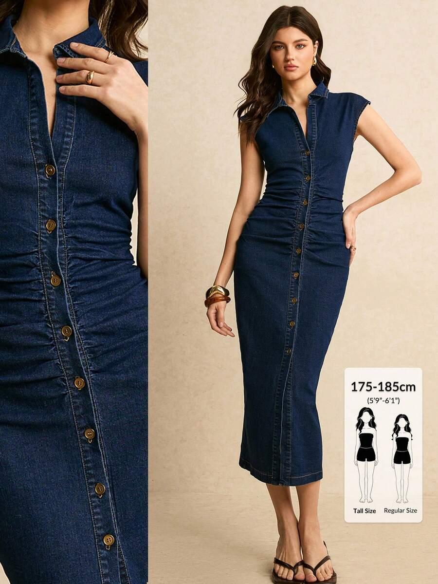 SHEIN MAXI SUKIENKA KOŁNIERZYK S06__S
