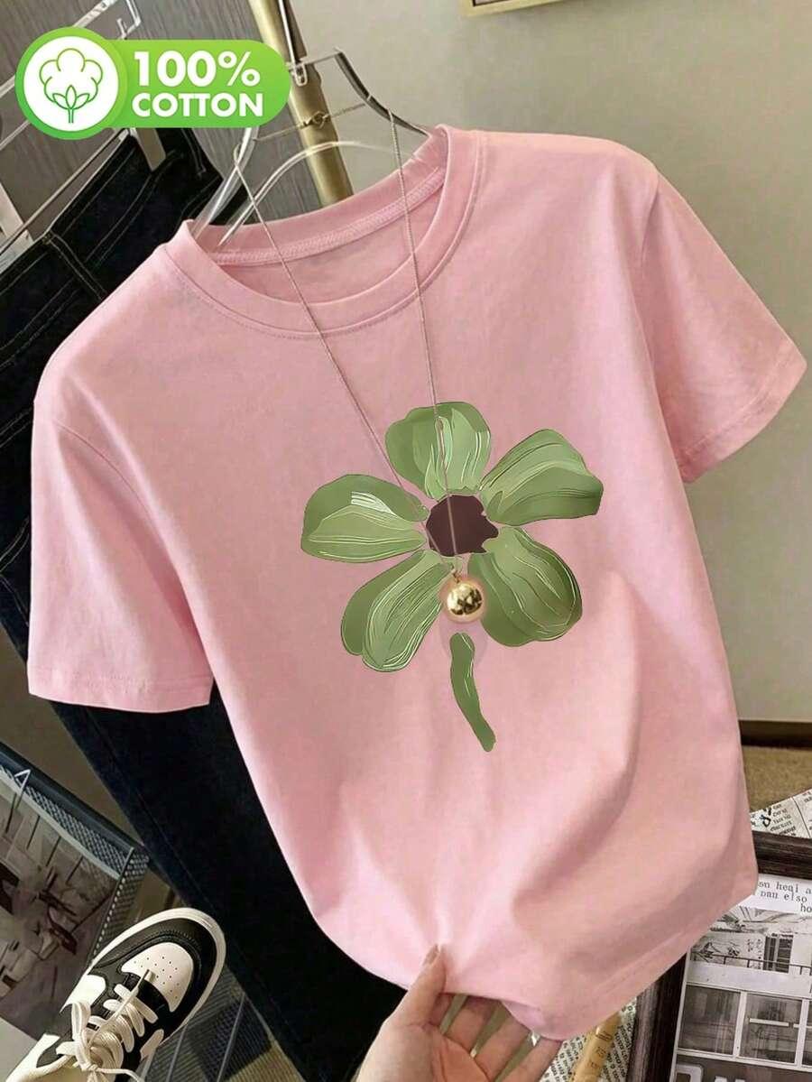 SHEIN RÓŻOWY T-SHIRT NADRUK S06__XXL