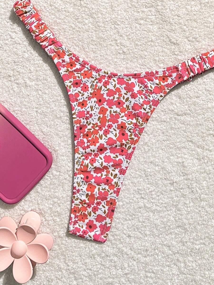 SHEIN DWUCZĘŚCIOWY KOSTIUM KĄPIELOWY BIKINI KWIATY S06__M