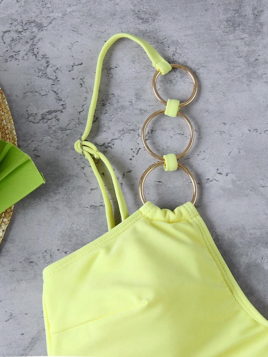 SHEIN ŻÓŁTY STRÓJ KĄPIELOWY WYCIĘCIA S09__XL
