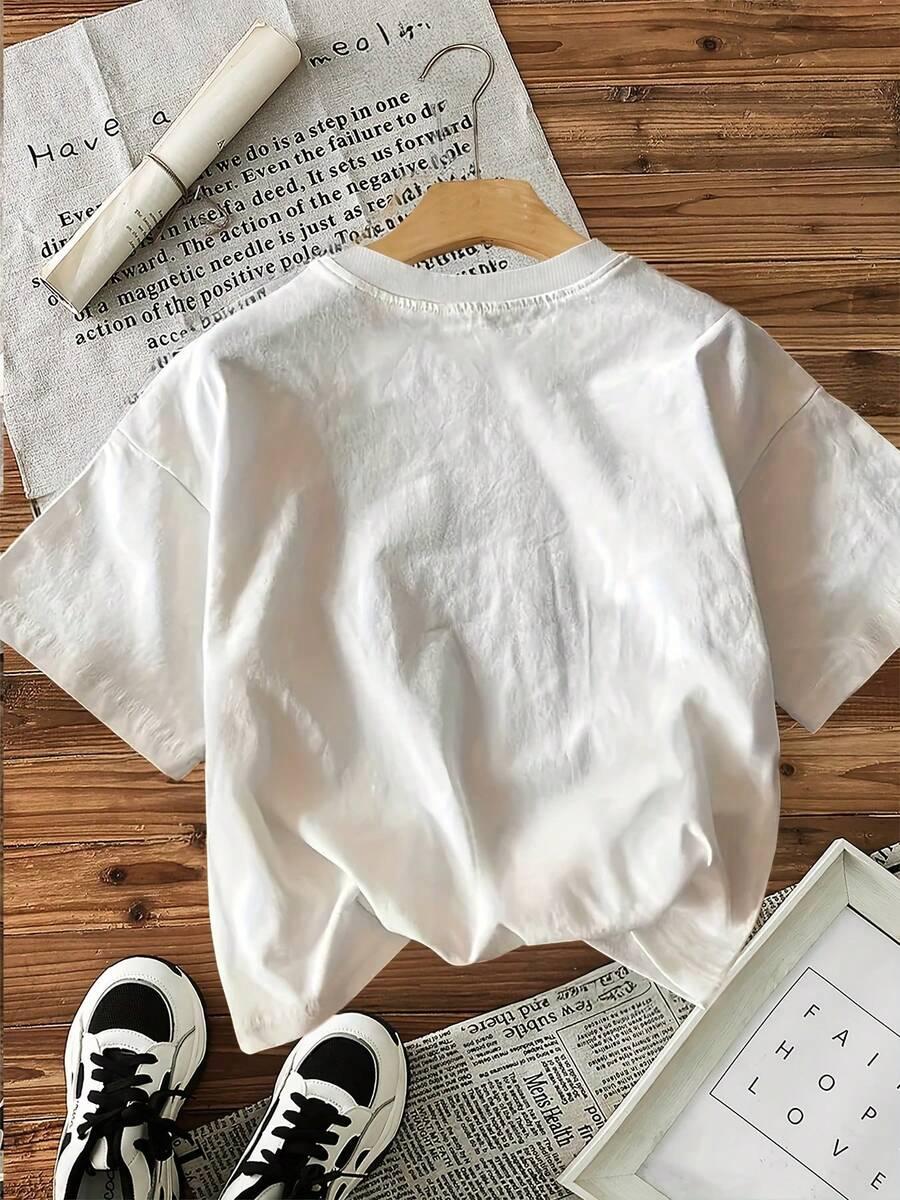 SHEIN BIAŁY T-SHIRT NADRUK S06__M