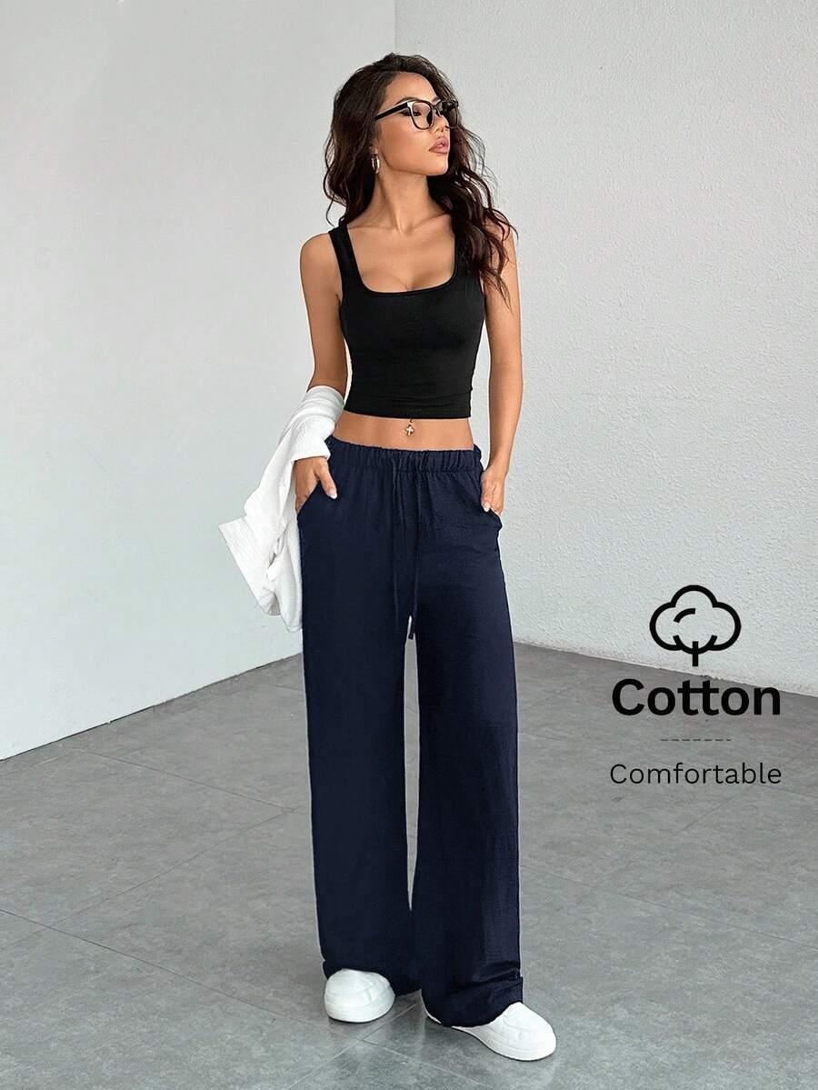 SHEIN GRANATOWE SPODNIE DRESOWE S06__S