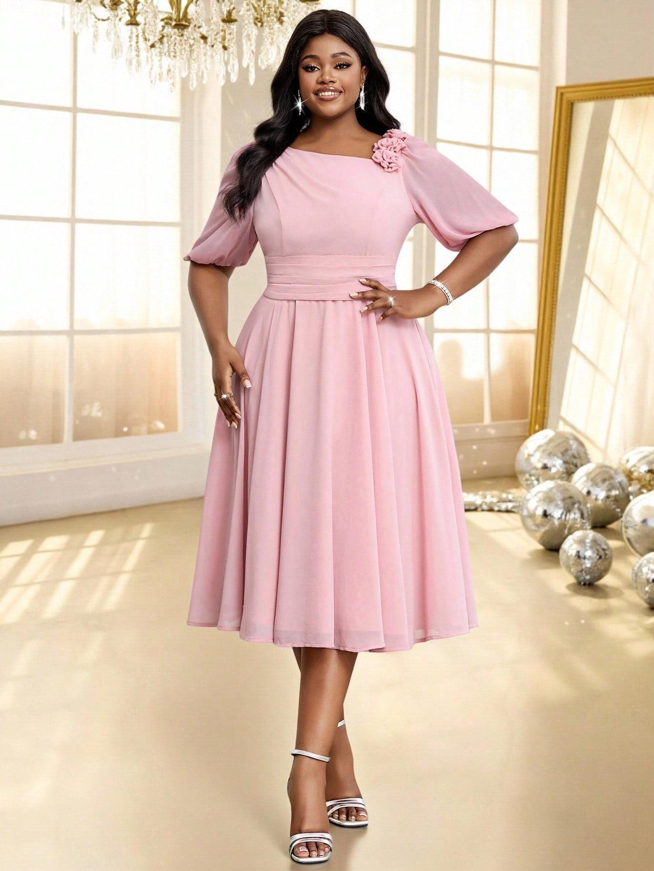 SHEIN RÓŻOWA MIDI SUKIENKA S06__48