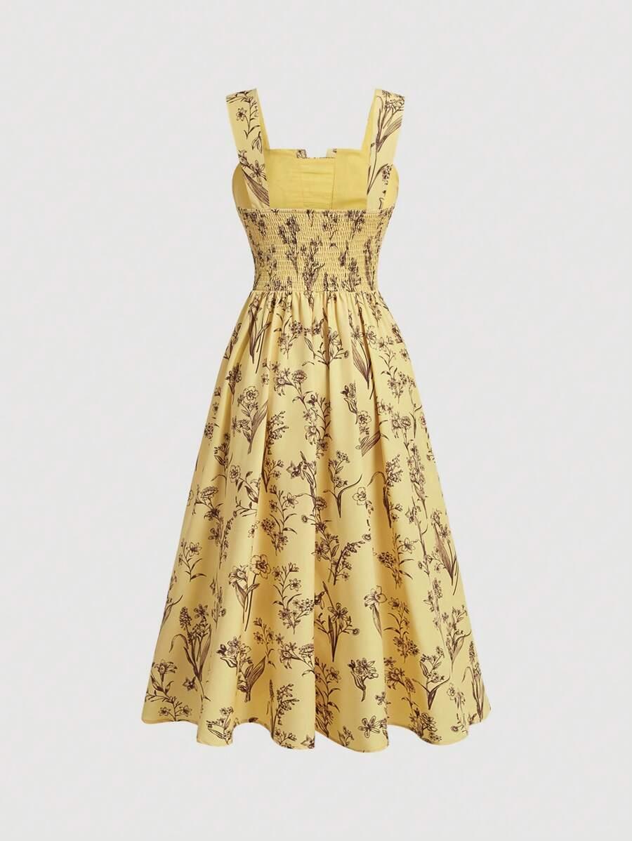 SHEIN MIDI SUKIENKA WZÓR KWIATY S09__S