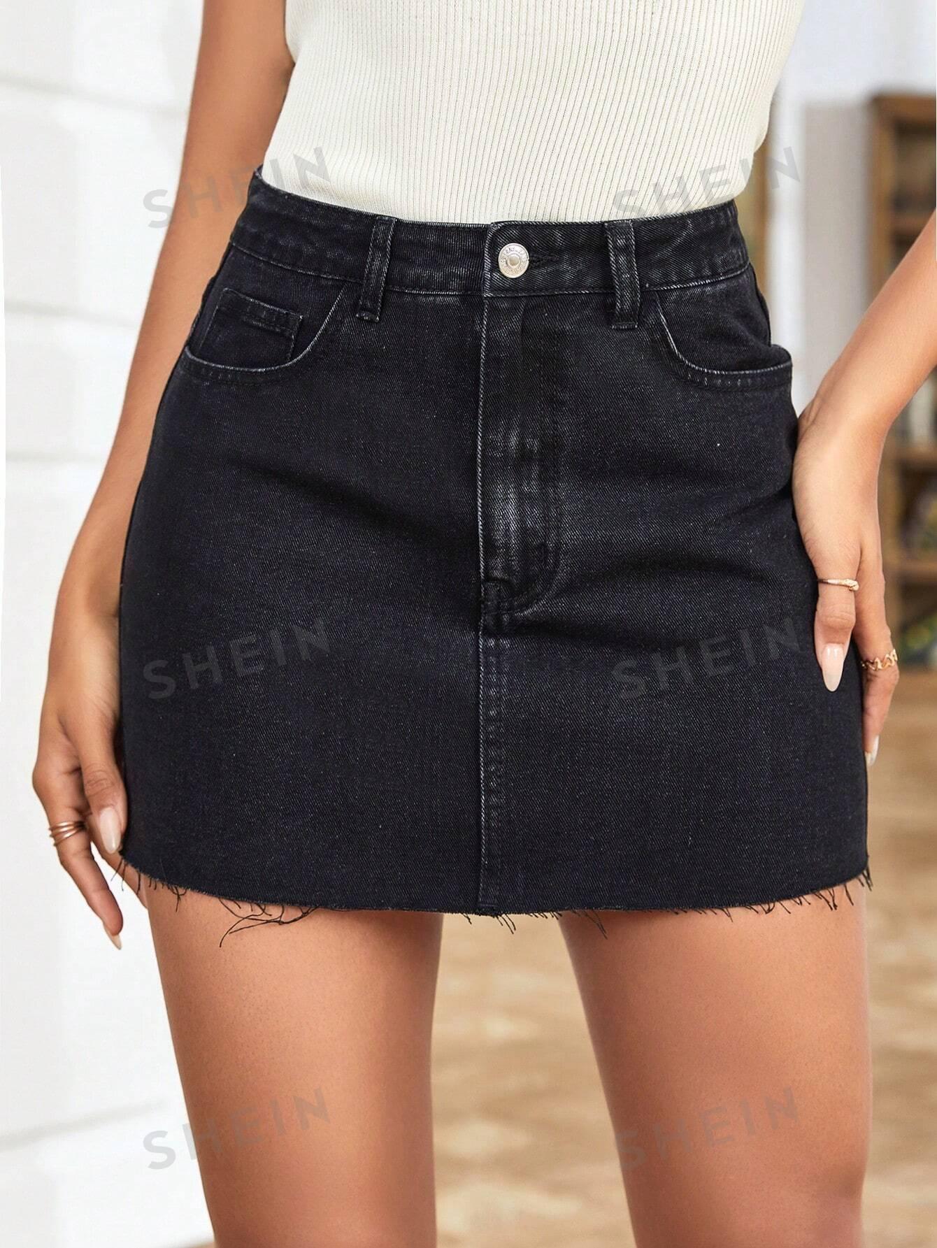 SHEIN CZARNA SPÓDNICA JEANSOWA S09__XS