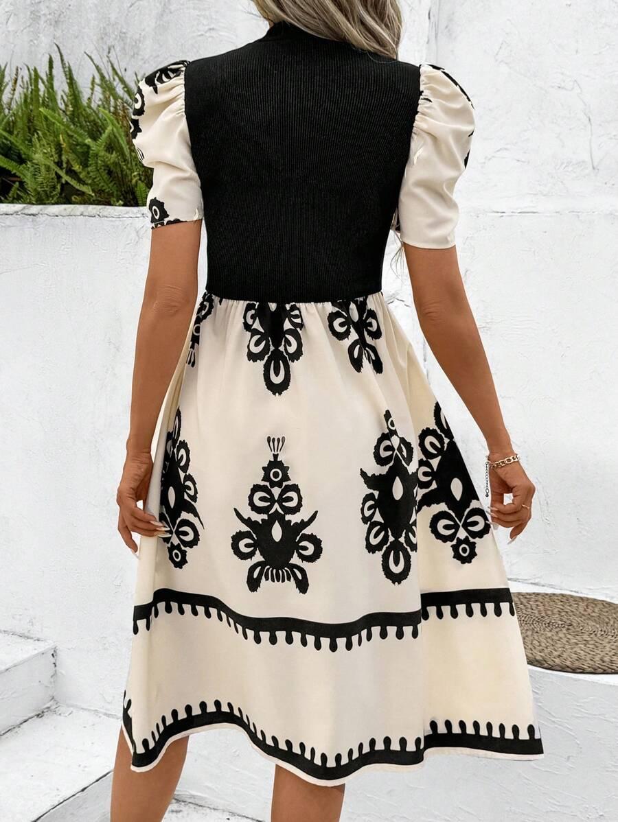 SHEIN SUKIENKA KRÓTKI RĘKAW WZÓR S06__M