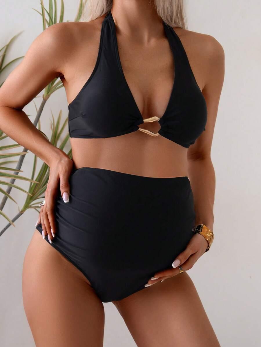 SHEIN CZARNY CIĄŻOWY DWUCZĘŚCIOWY STRÓJ KĄPIELOWY S06__XL