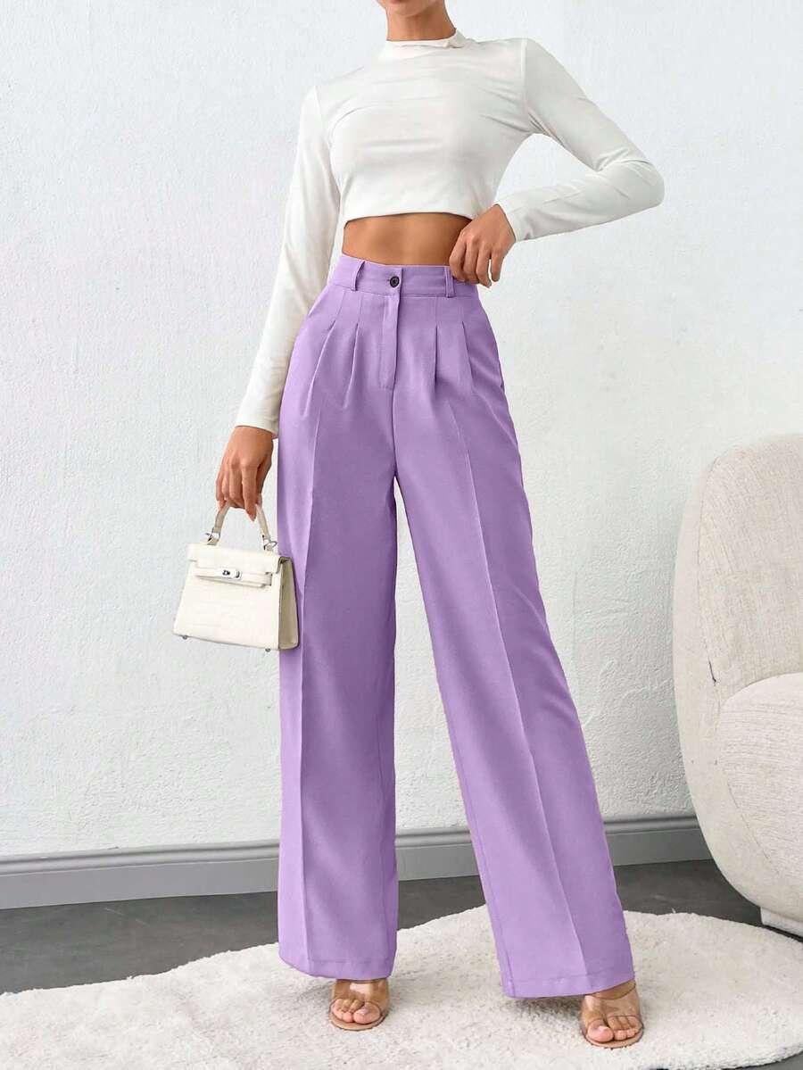 SHEIN FIOLETOWE SPODNIE PROSTA NOGAWKA S06__L