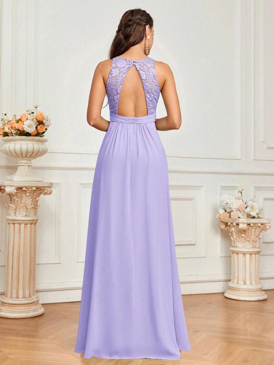 SHEIN FIOLETOWA MAXI SUKIENKA BEZ RĘKAWÓW S06__S