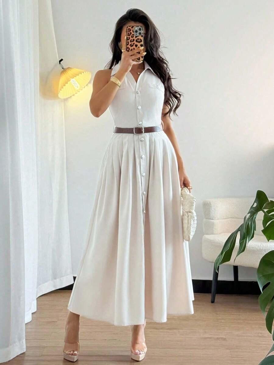 RAFFERIZA BEŻOWA MAXI SUKIENKA S06__M