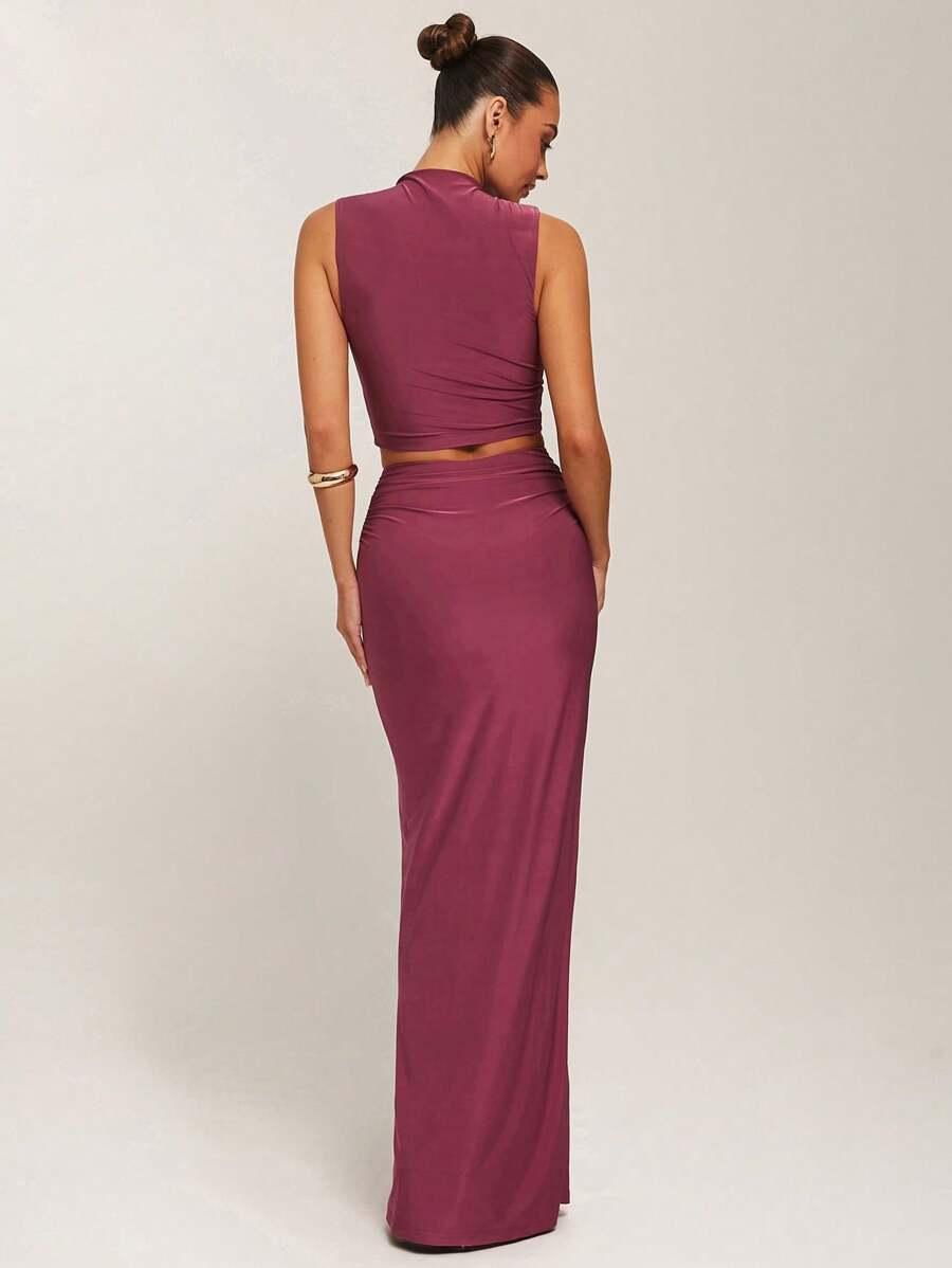 SILQUEE KOMPLET TOP SPÓDNICA MAXI S06__L