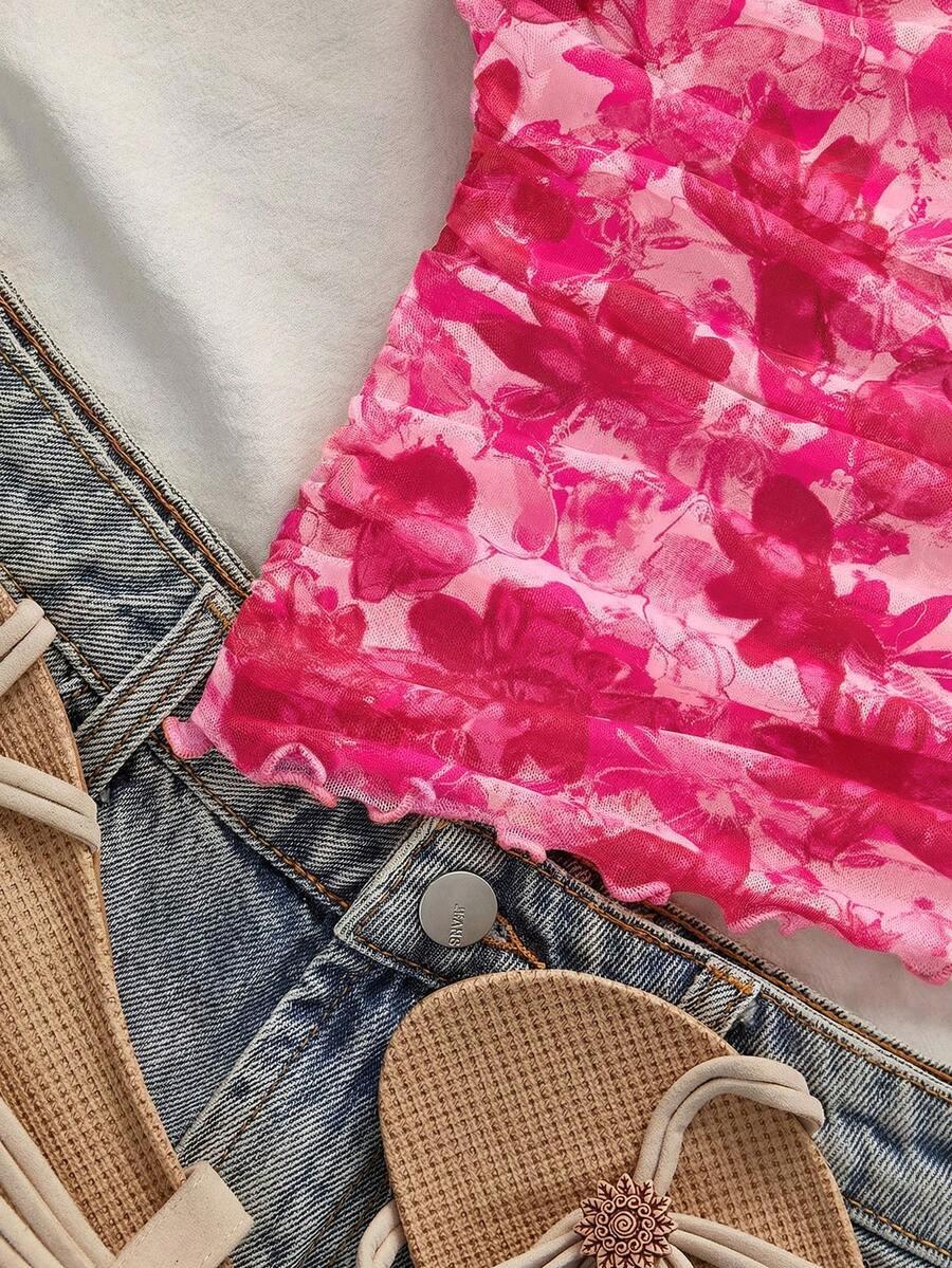 SHEIN RÓŻOWY TOP WZÓR S09__M