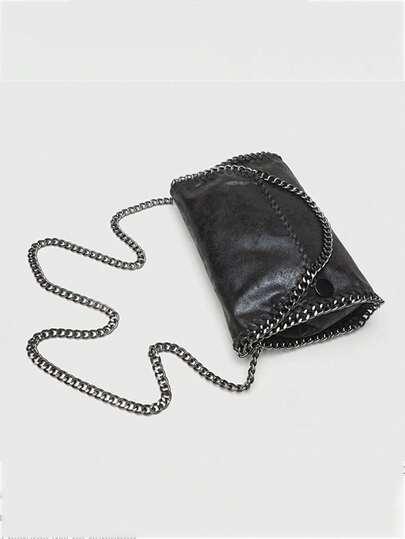 SHEIN MAŁA CZARNA TOREBKA ŁAŃCUSZEK POŁYSK PK01__28X18