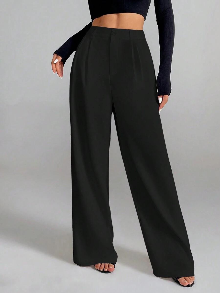SHEIN CZARNE SPODNIE PROSTA NOGAWKA S06__S