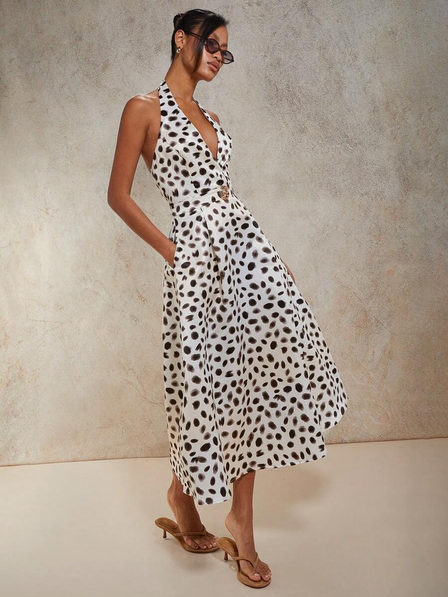 SHEIN MIDI SUKIENKA ODKRYTE RAMIONA S06__M