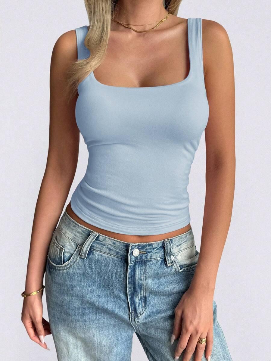 SHEIN NIEBIESKI KLASYCZNY TOP PK01__L