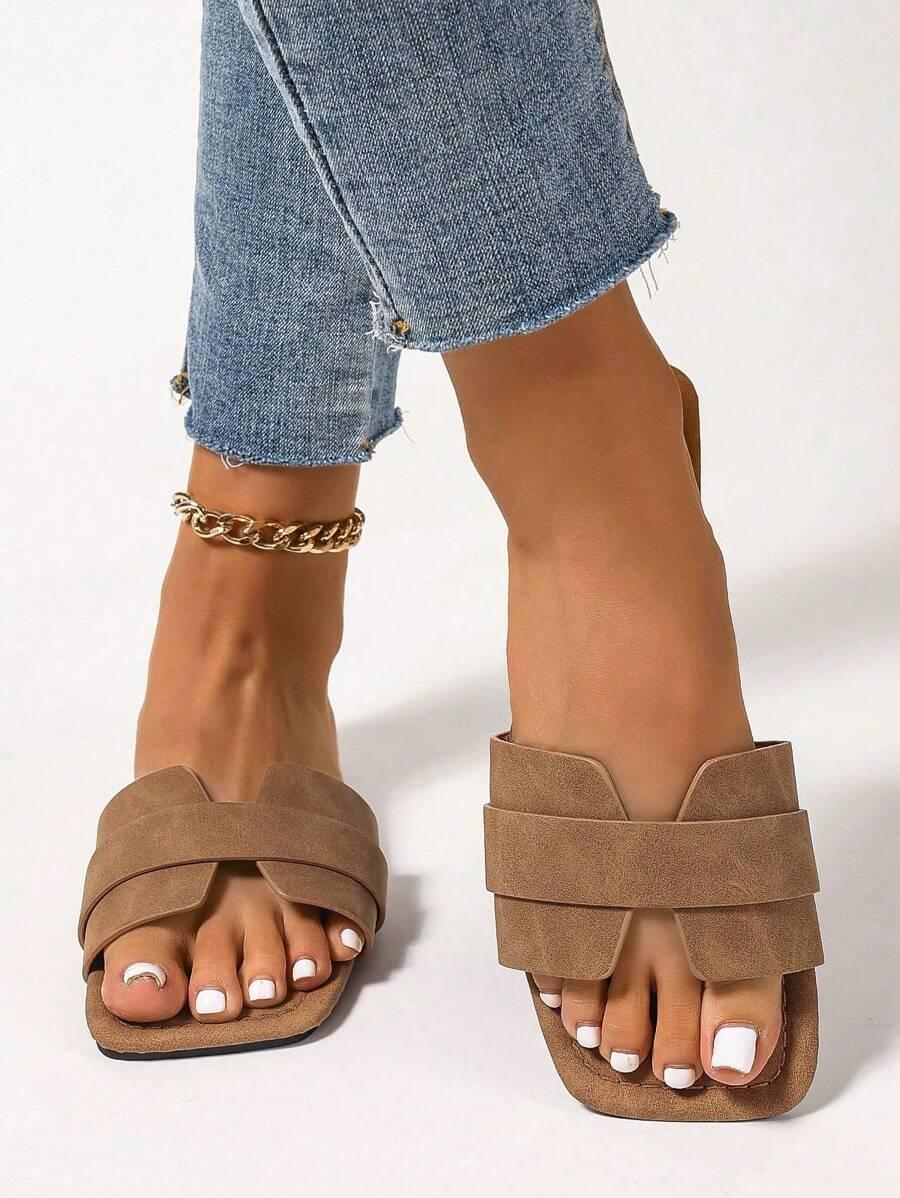 SHEIN BRĄZOWE KLAPKI CASUAL S06__41