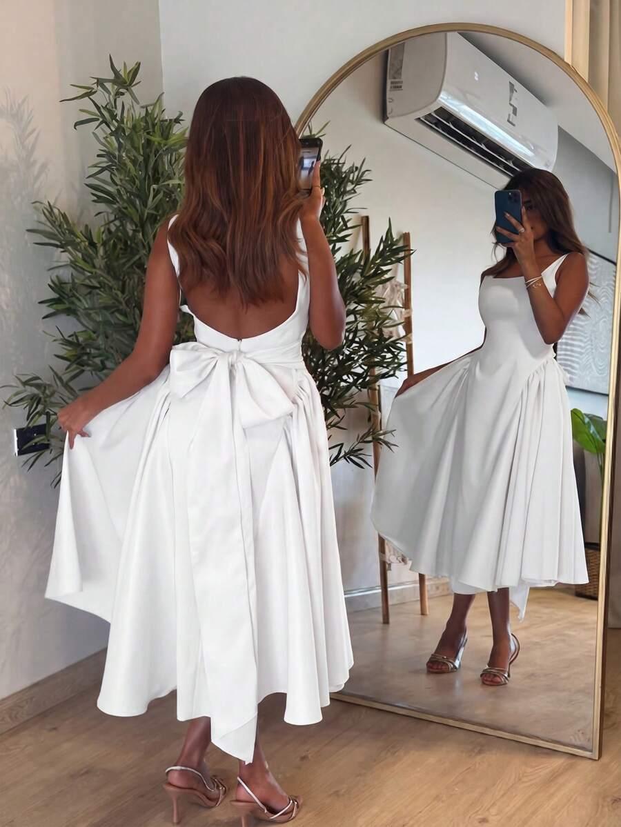 SHEIN BIAŁA MAXI ROZKLOSZOWANA SUKIENKA S06__S