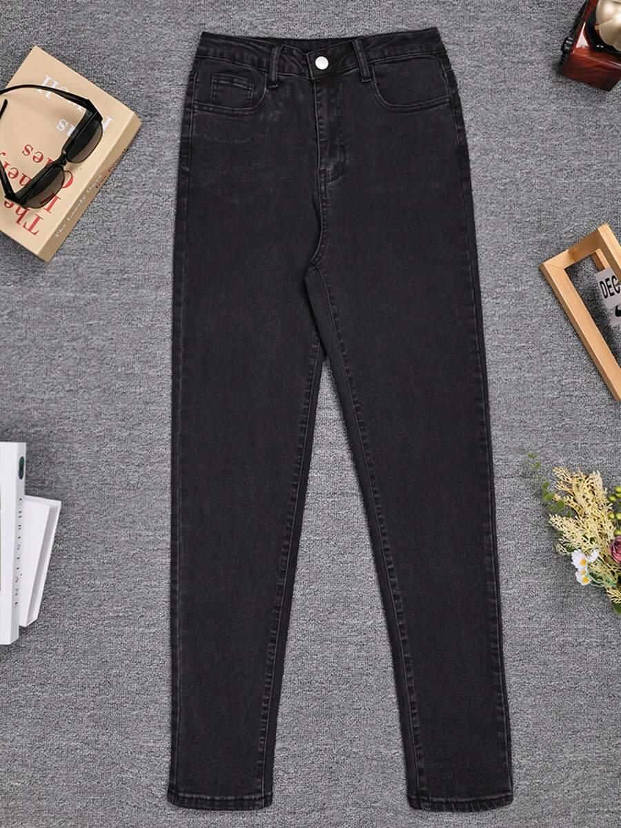 SHEIN CZARNE SPODNIE RURKI JEANS S06__L