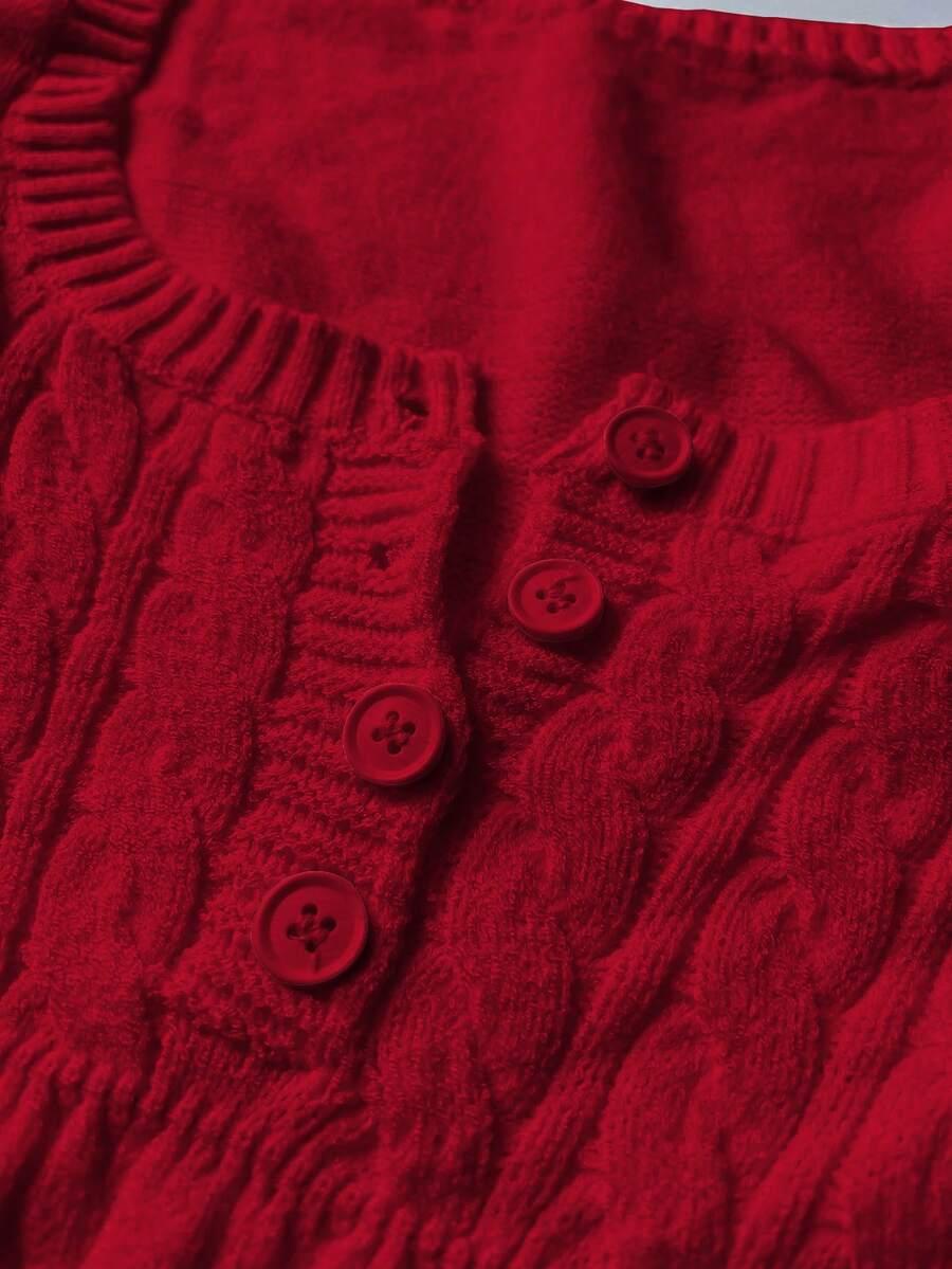 SHEIN CZERWONY SWETER DŁUGI RĘKAW S06__L