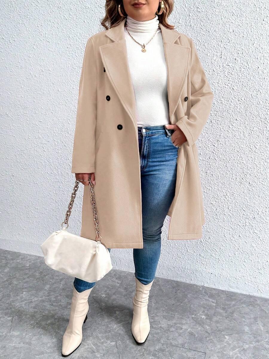 SHEIN BEŻOWY KLASYCZNY PŁASZCZ S06__46