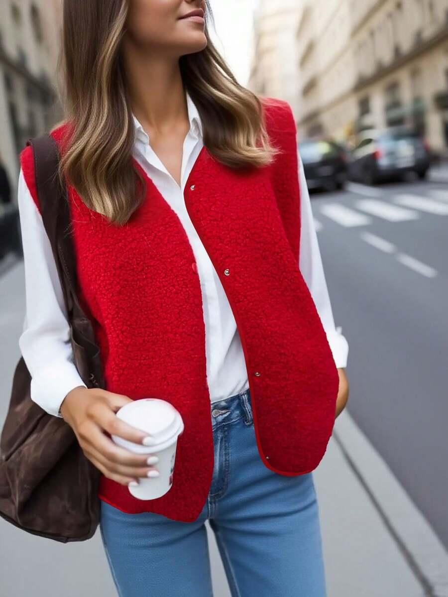 SHEIN CZERWONA KAMIZELKA MIŚ S06__S