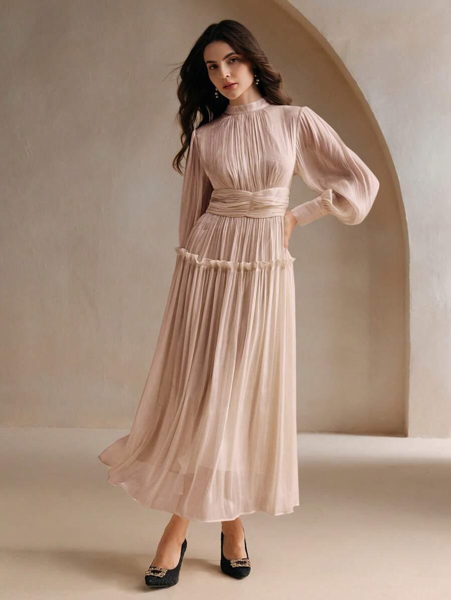 SHEIN RÓŻOWA MAXI SUKIENKA POŁYSK S06__XXL