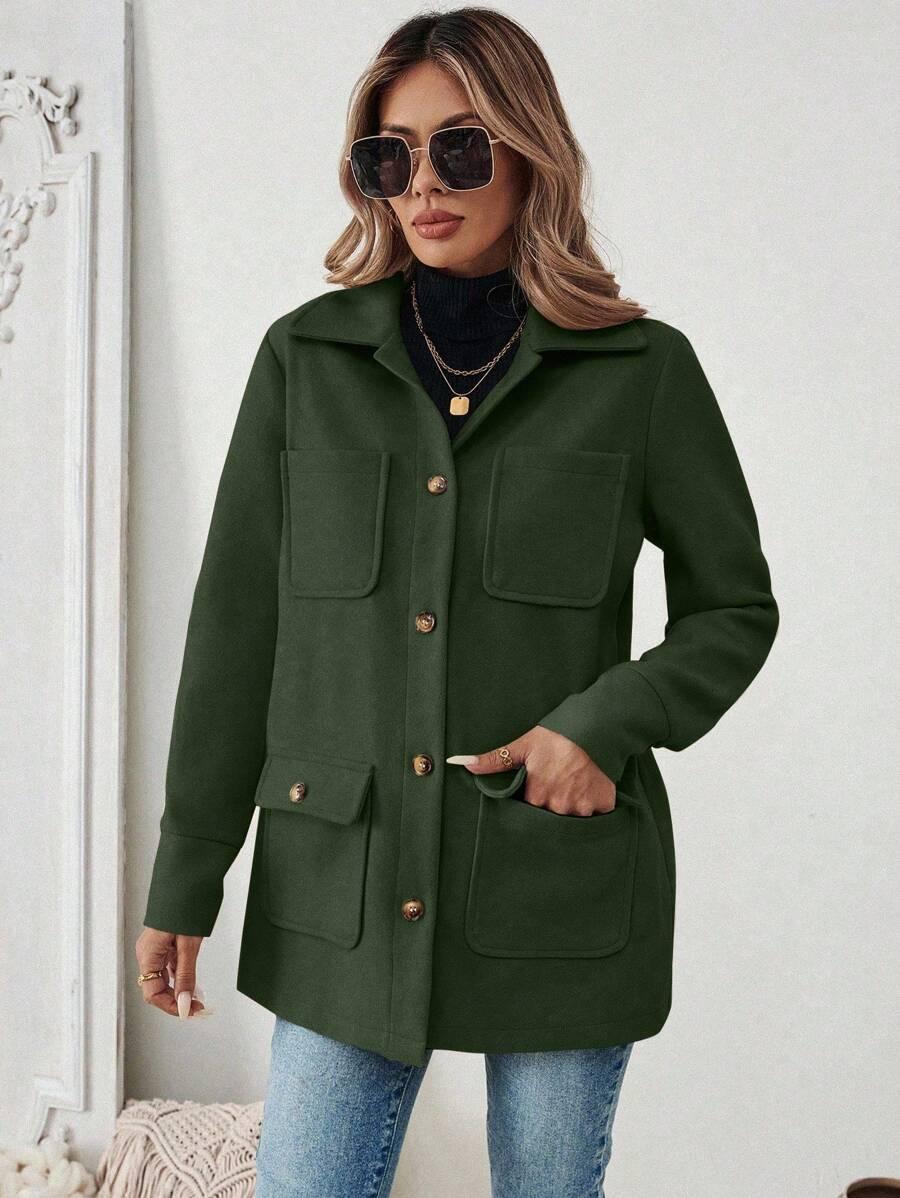 SHEIN ZIELONA KURTKA GUZIKI S06__XL