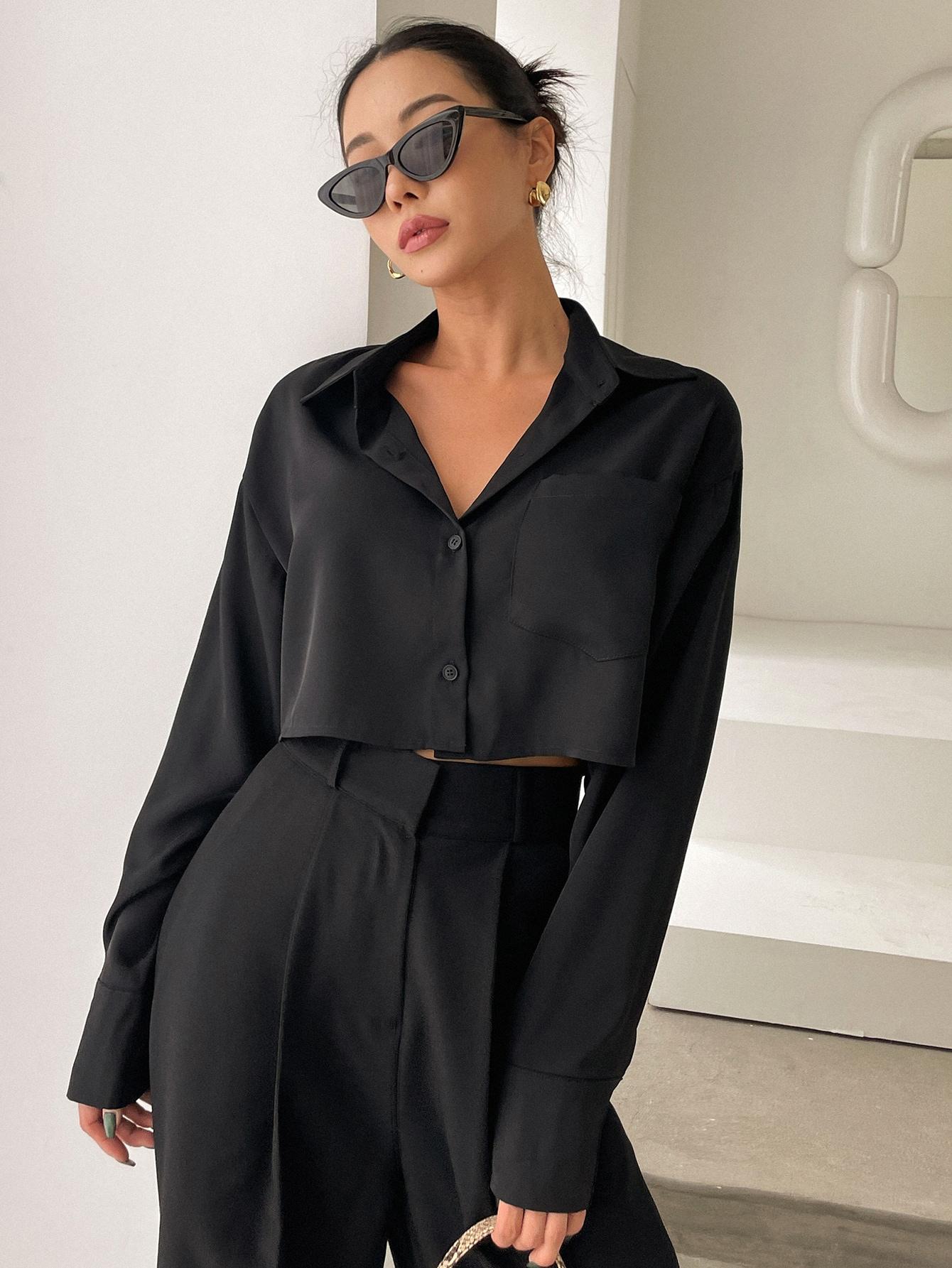 SHEIN CZARNA KOSZULA GUZIKI S06__M
