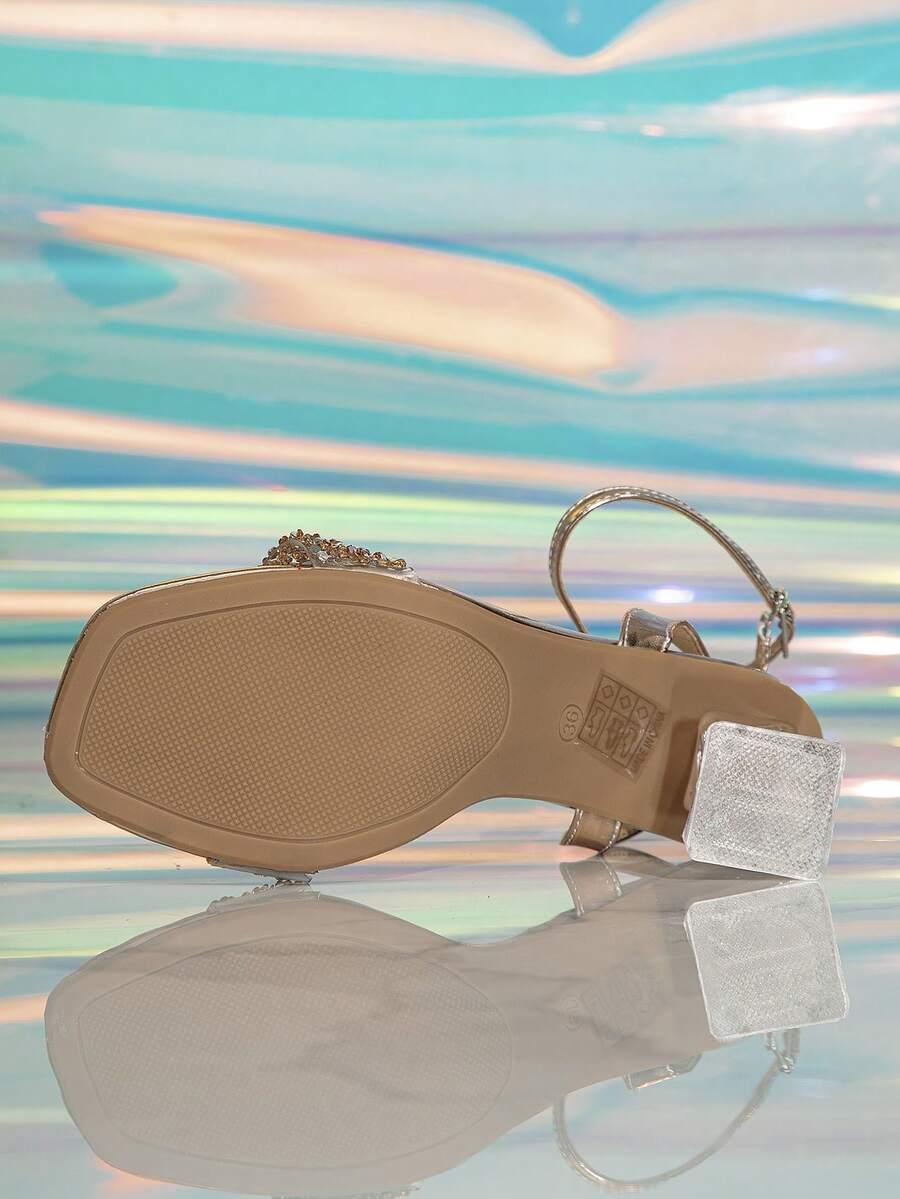SHEIN ZŁOTE SANDAŁY ZDOBIENIE OBCAS S06__36