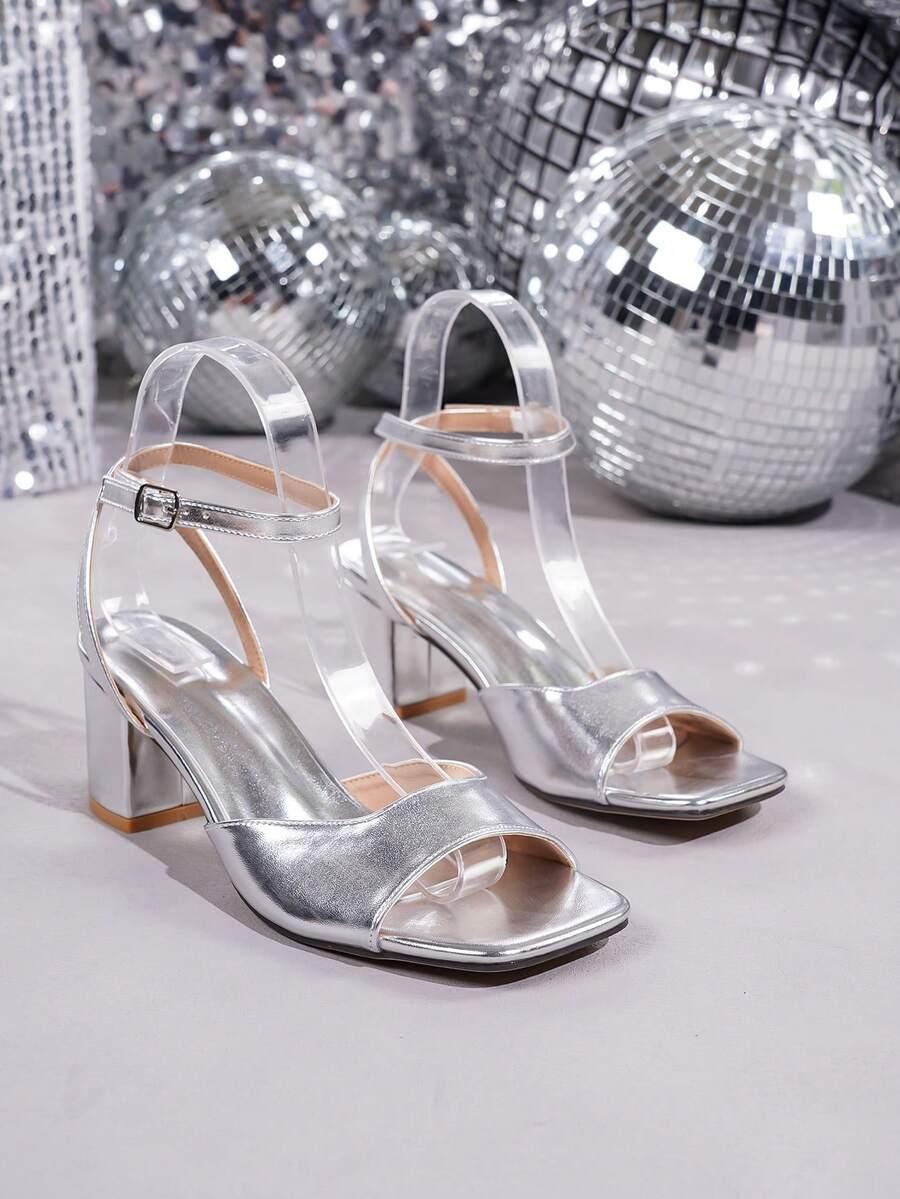 SHEIN SREBRNE SANDAŁY OBCAS S06__38